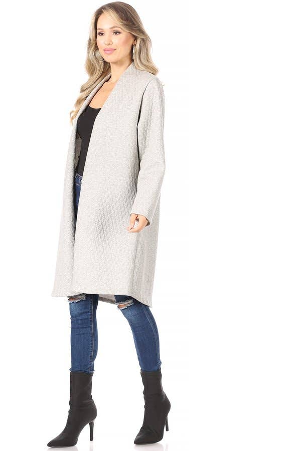 GREY QUILTED KNIT CARDIGAN