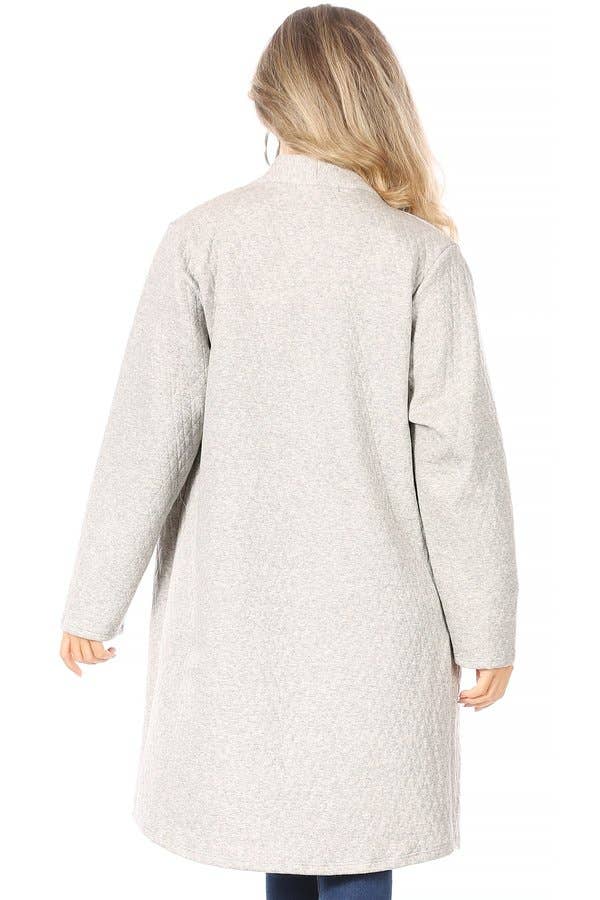 GREY QUILTED KNIT CARDIGAN