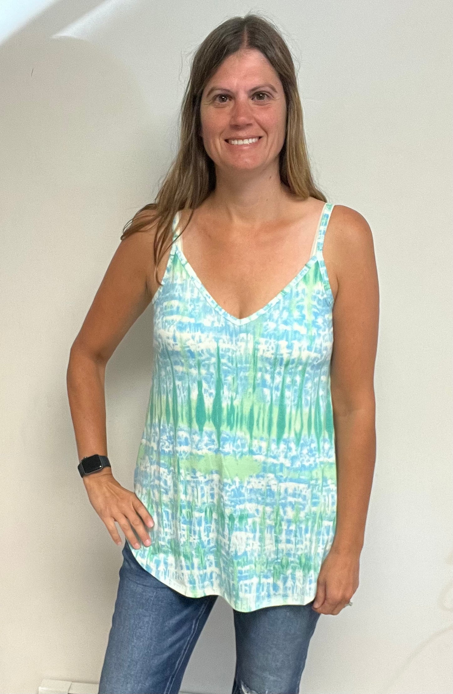 Blue/Green Tie Dye Spaghetti Cami