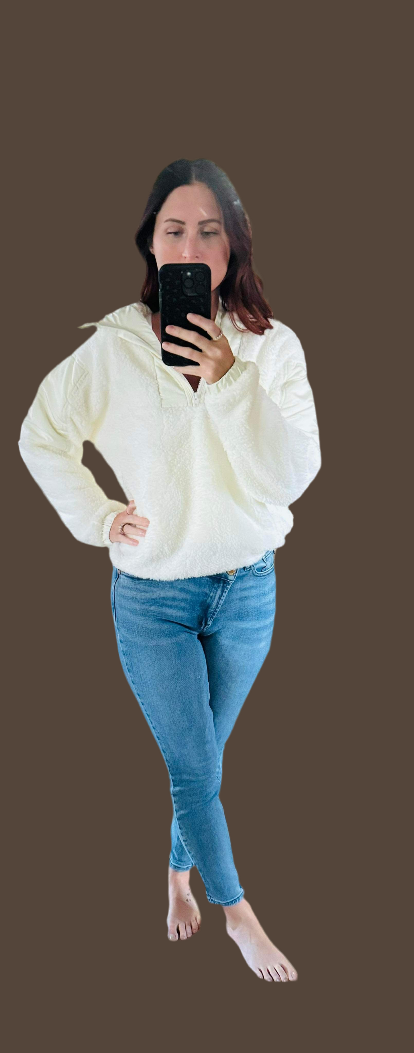 FAUX SHEARLING CONTRAST HOODIE