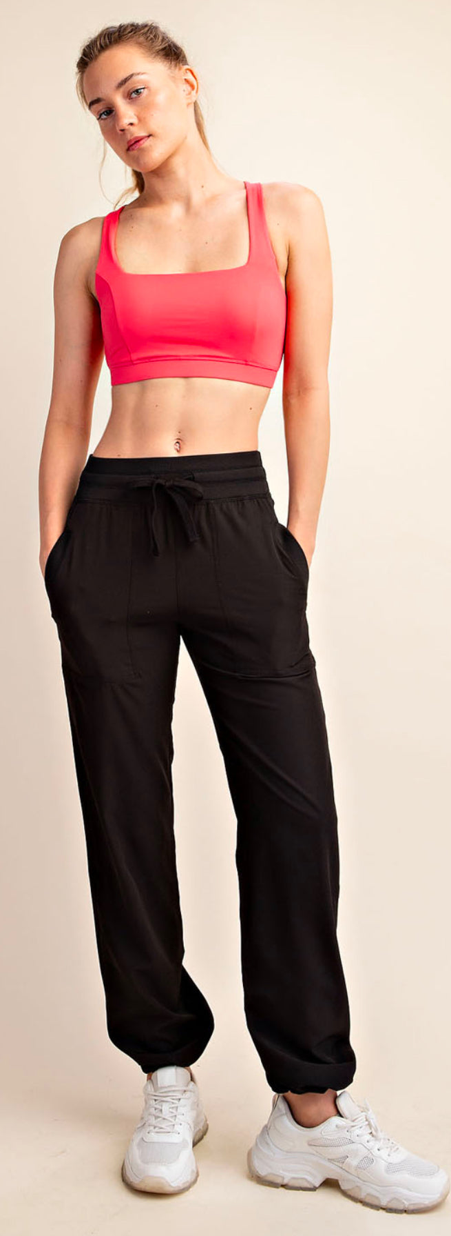 BLACK OXFORD ST WOVEN DANCE STUDIO MID RISE FULL LENGTH PANTS