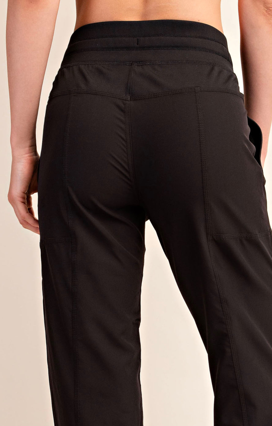 BLACK OXFORD ST WOVEN DANCE STUDIO MID RISE FULL LENGTH PANTS