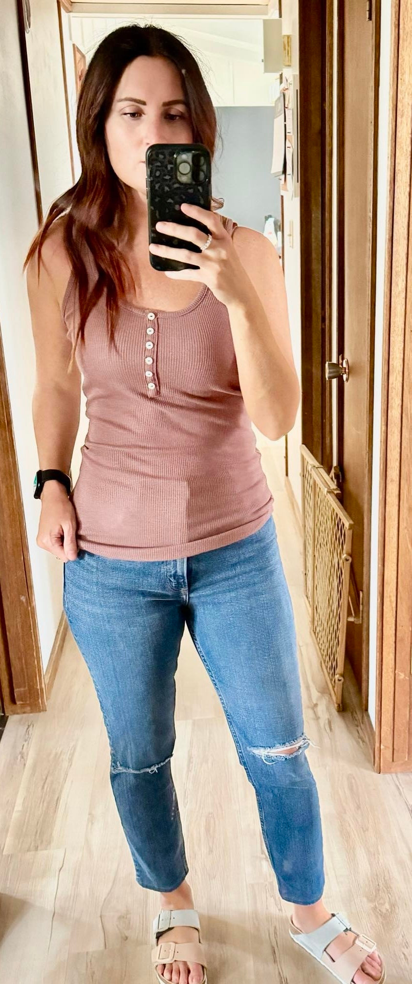 Vintage Mulberry Sleeveless Button Detail Ribbed Tank Top - Keweenaw Klass Boutique LLC