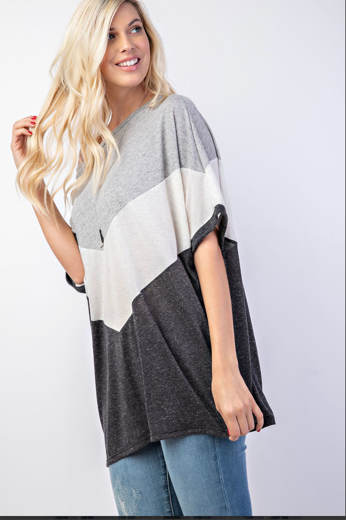 Chevron Color Block Top - Keweenaw Klass Boutique LLC