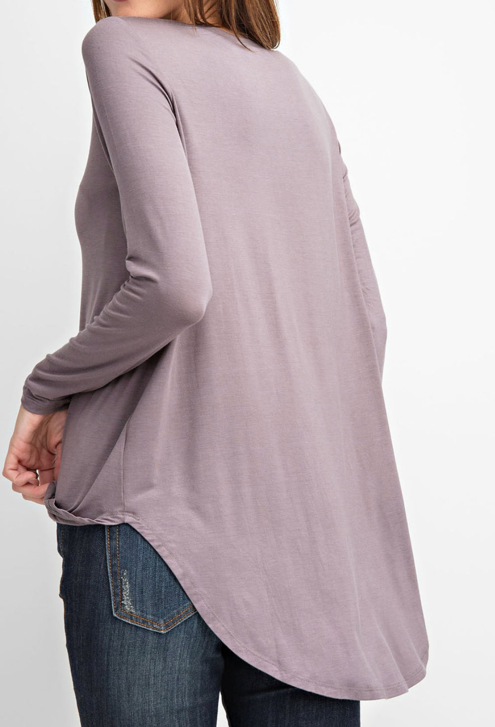 Smoky Grey Basic Round Neck Top - Keweenaw Klass Boutique LLC