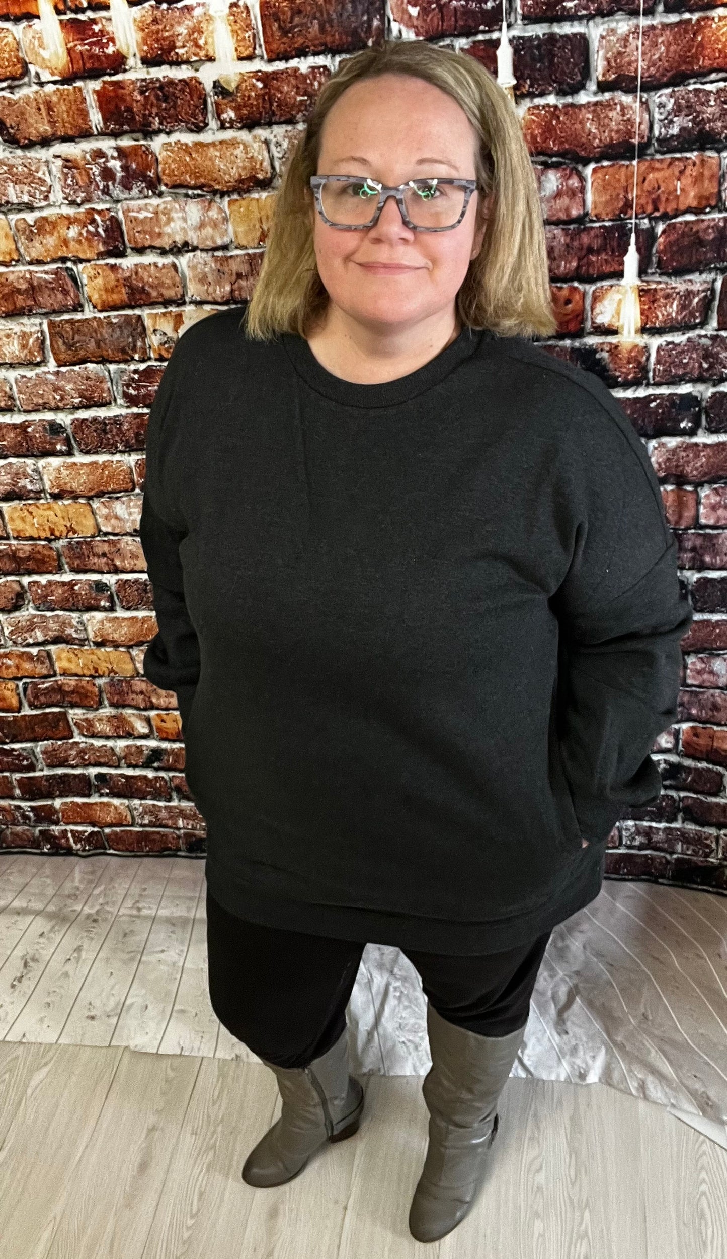 Charcoal Oversized Two-pocket Tunic Dress Sweatshirt - Keweenaw Klass Boutique LLC