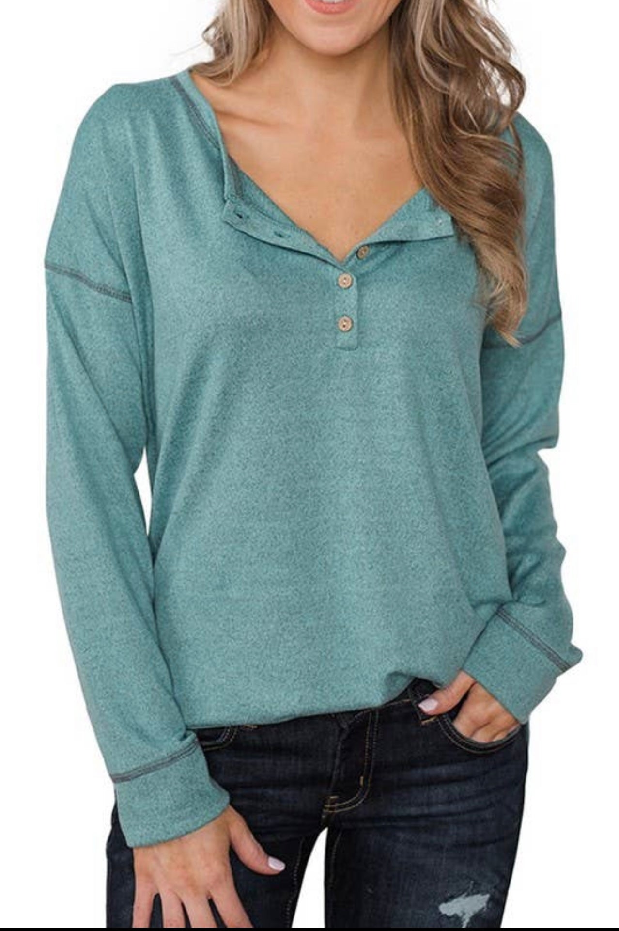 Smoky Blue Half Opening Top - Keweenaw Klass Boutique LLC