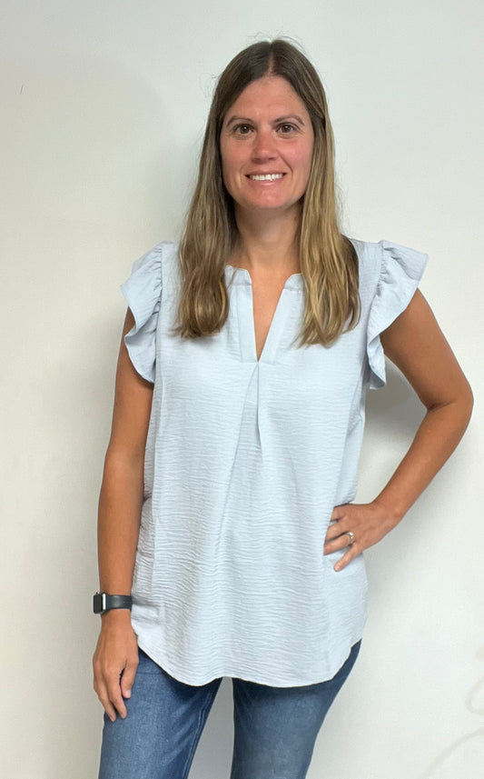 Grey Ruffled Sleeve Top