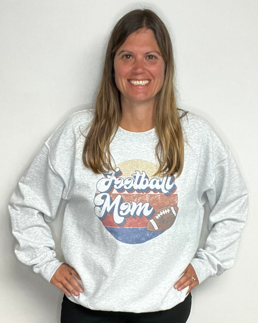 Ash Grey Football Mom Game Day VINTAGE Graphic Sweatshirt - Keweenaw Klass Boutique LLC