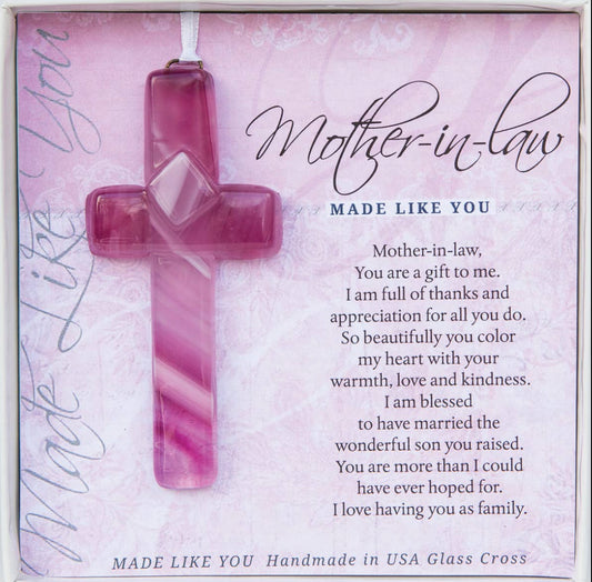 Handmade My Mother-In-Law Glass Cross