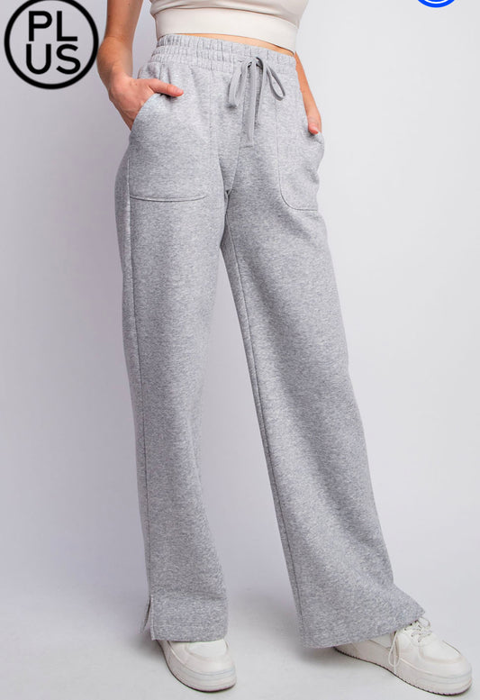 FLEECE FRENCH TERRY STRAIGHT LEG PANTS