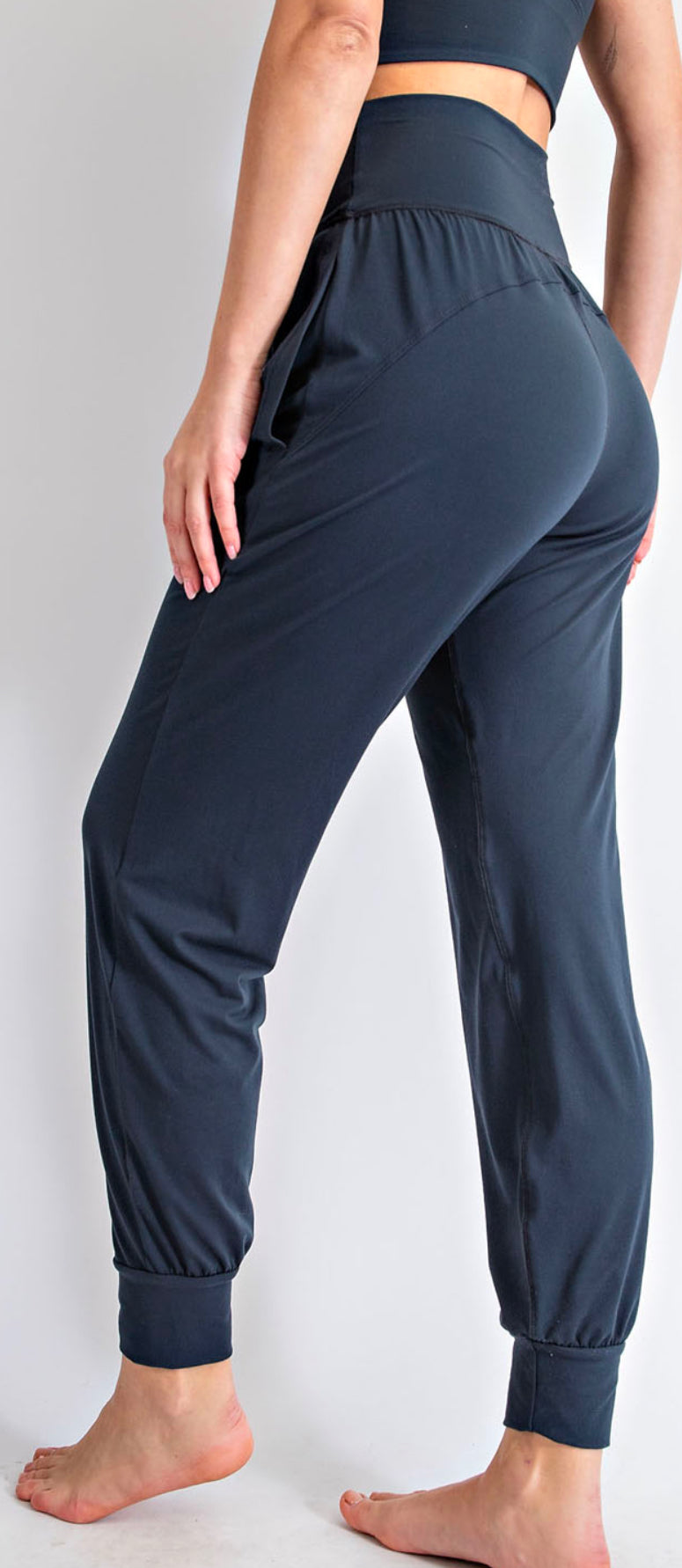 NAVY BUTTER SOFT HIGH WAIST JOGGERS WITH POCKETS