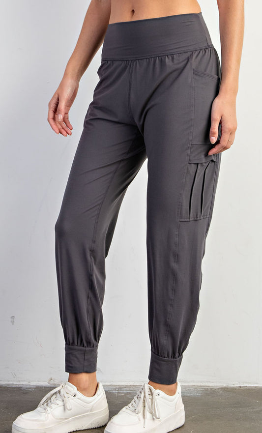 Charcoal Butter Soft High Waist Joggers with Pockets.