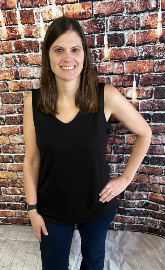 Black Sleeveless Side Slit Top - Keweenaw Klass Boutique LLC