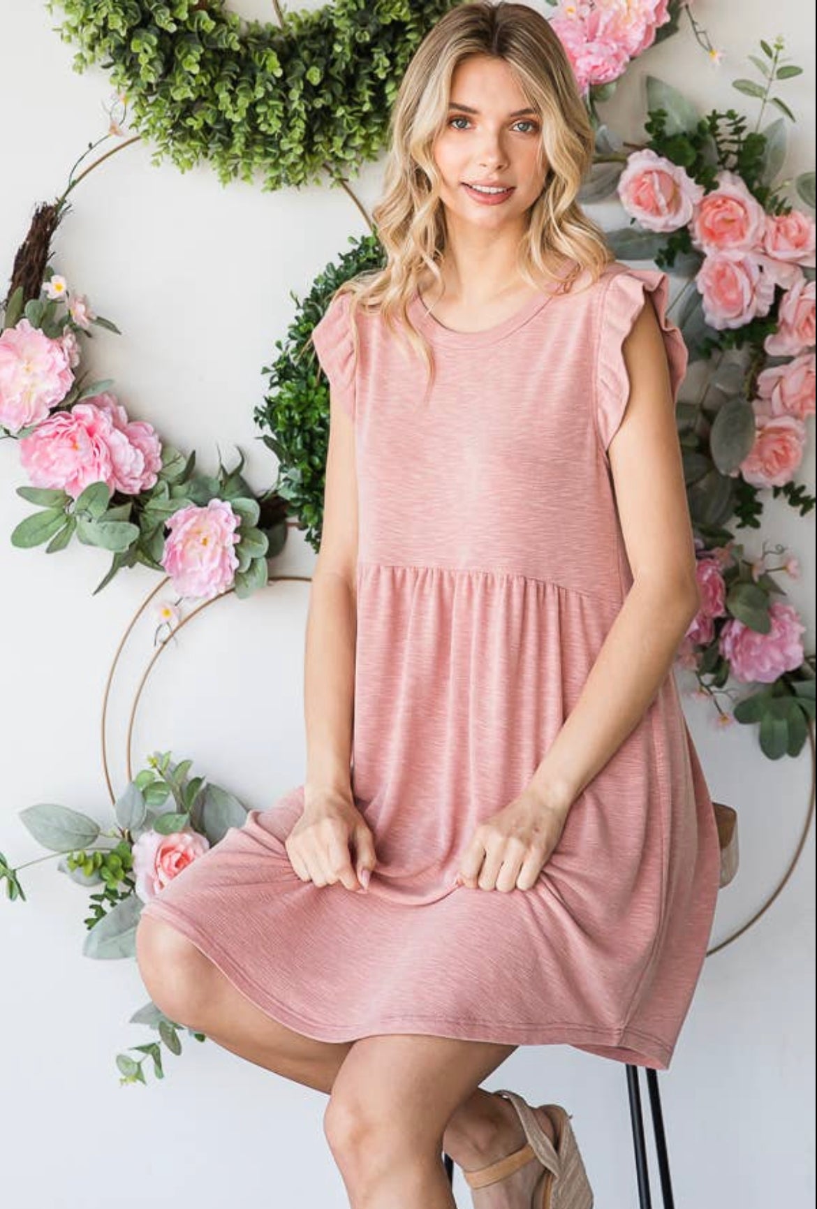 Vintage Blush Solid Knit Dress - Keweenaw Klass Boutique LLC