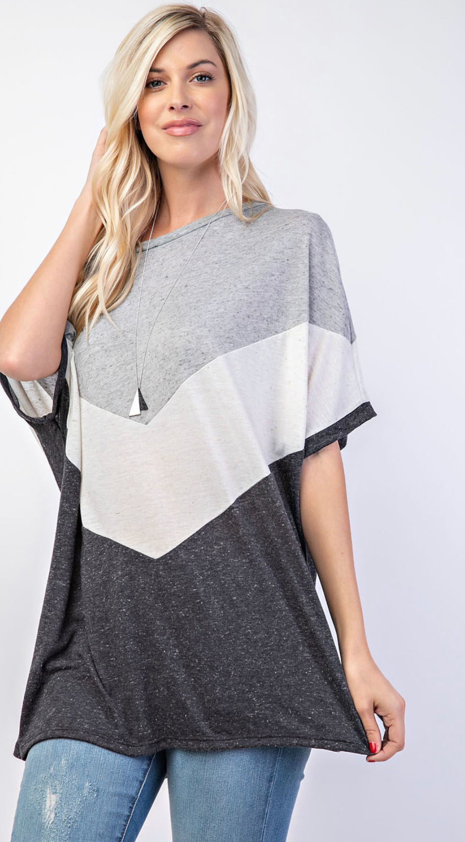 Chevron Color Block Top - Keweenaw Klass Boutique LLC