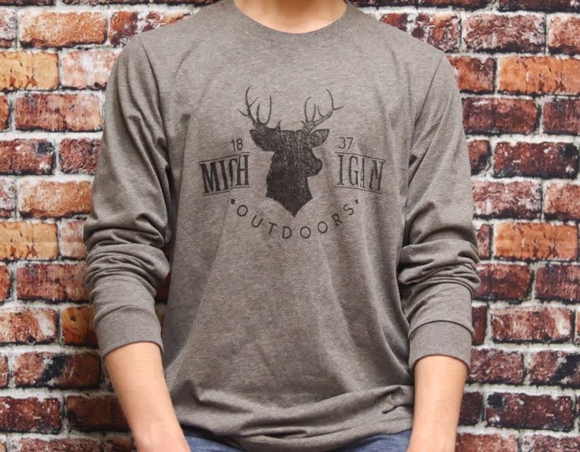 Unisex Michigan Deer Long Sleeve Shirt - Keweenaw Klass Boutique LLC