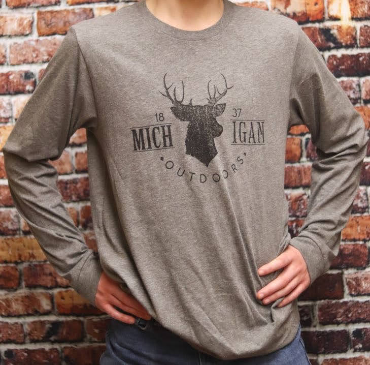 Unisex Michigan Deer Long Sleeve Shirt - Keweenaw Klass Boutique LLC