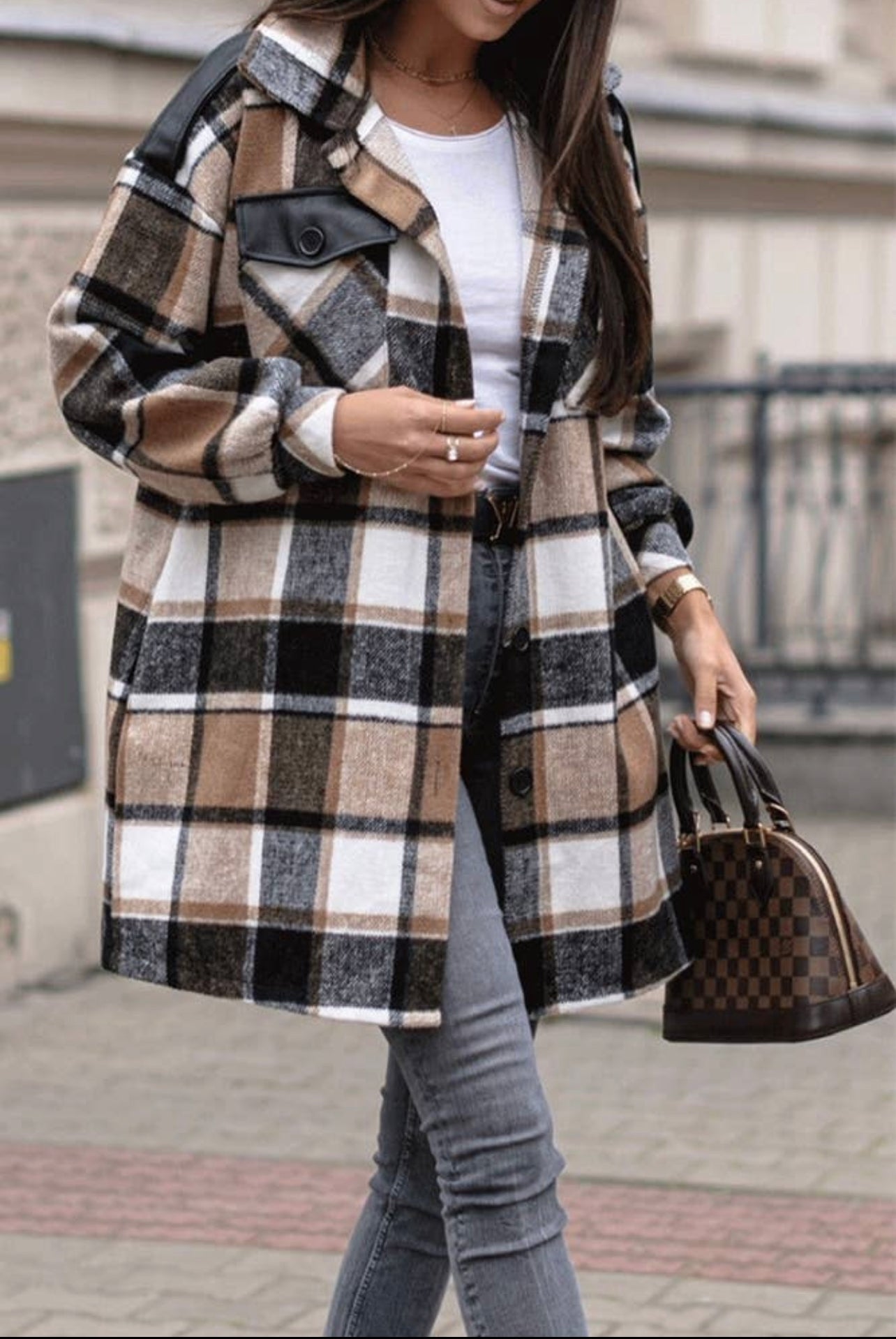 Plaid Check Oversize Wool Look Coat | boohoo
