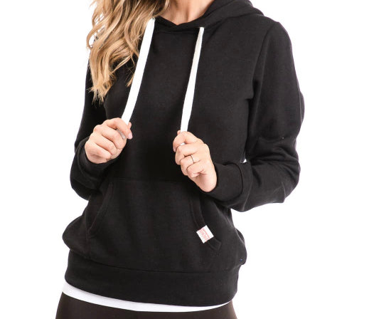 Black Fleece Lined Pullover Hoodie - Keweenaw Klass Boutique LLC